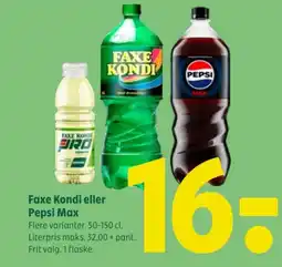 Coop 365 Faxe Kondi eller Pepsi Max tilbud