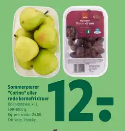 Coop 365 Sommerpærer Corina eller røde kernefri druer tilbud