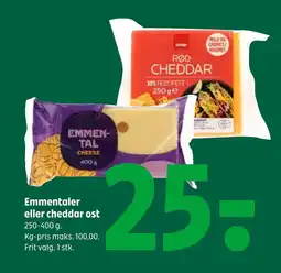 Coop 365 Emmentaler eller cheddar ost tilbud