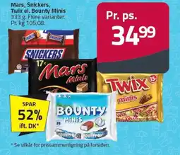 Fleggaard Mars, Snickers, Twix el. Bounty Minis tilbud
