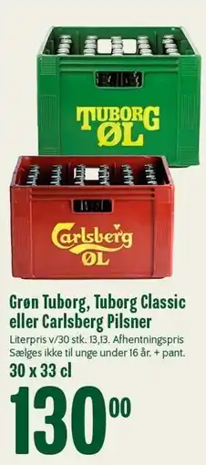 Min Købmand Grøn Tuborg,Tuborg Classic eller Carlsberg Pilsner tilbud