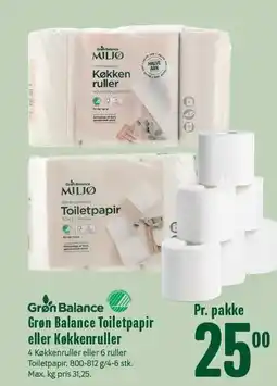 Min Købmand Grøn Balance Toiletpapir eller Køkkenruller tilbud