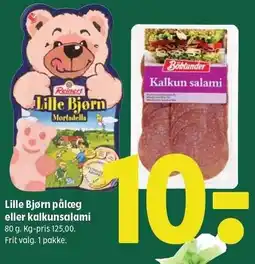 Coop 365 Lille Bjørn pålæg eller kalkunsalami tilbud