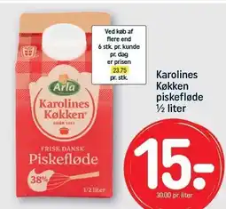 REMA 1000 ARLA Karolines Køkken piskefløde tilbud