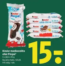 Coop 365 Kinder mælkesnitte eller Pingui tilbud