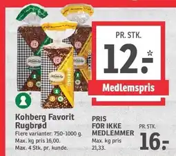 SPAR Kohberg Favorit Rugbrød tilbud