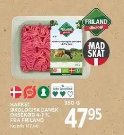 MENY HAKKET ØKOLOGISK DANSK OKSEKØD 4-7% FRA FRILAND tilbud