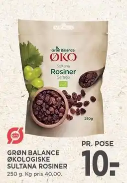 MENY GRØN BALANCE ØKOLOGISKE SULTANA ROSINER tilbud
