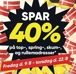 Bilka SPAR 40% på top-, spring-, skum-, og rullemadrasser tilbud