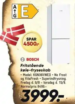 Bilka Bosch Fritstående køle-fryseskab tilbud