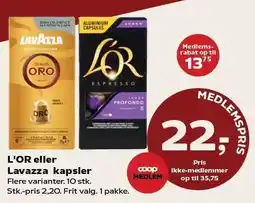Kvickly L'OR eller Lavazza kapsler tilbud