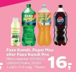 Kvickly Faxe Kondi, Pepsi Max eller Faxe Kondi pro tilbud