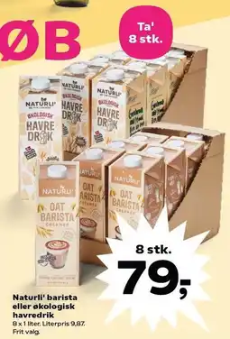 Kvickly Naturli' barista eller økologisk havredrik tilbud