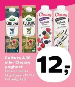SuperBrugsen Cultura A38 eller Cheasy yoghurt tilbud