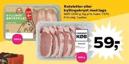 SuperBrugsen Koteletter eller kyllingebryst med lage tilbud