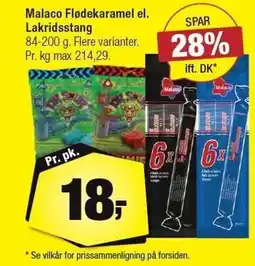 Calle Malaco Flødekaramel el. Lakridsstang tilbud