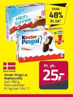 Fleggaard Kinder Pingui el. Mælkesnitte tilbud