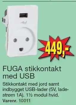 Harald Nyborg FUGA stikkontakt med USB tilbud