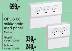 Harald Nyborg OPUS 66 stikkontakt med panel tilbud