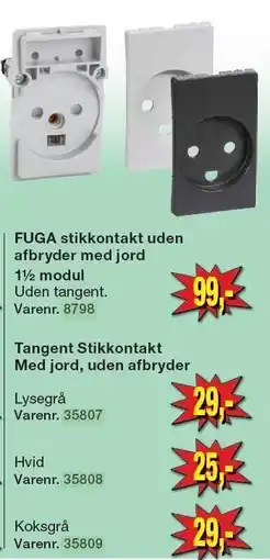 Harald Nyborg FUGA stikkontakt uden afbryder med jord tilbud