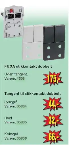 Harald Nyborg FUGA Stikkontakt dobbelt tilbud