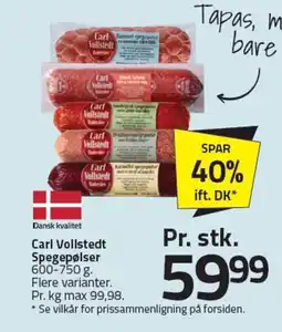 Fleggaard Carl Vollstedt Spegepølser tilbud