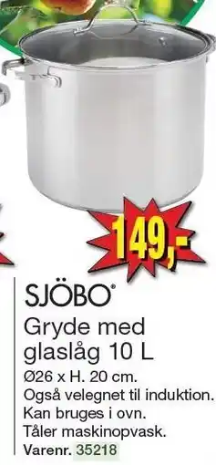Harald Nyborg Gryde med glaslåg 10 L tilbud