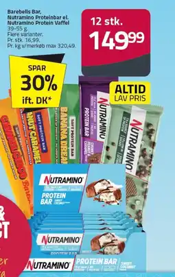 Fleggaard Barebells Bar, Nutramino Proteinbar el. Nutramino Protein Vaffel tilbud