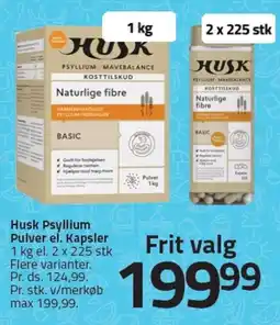 Fleggaard Husk Psyllium Pulver el. Kapsler 1 kg tilbud
