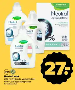 Netto Neutral vask 700 ml flydende vaskemiddel eller 1,275 kg vaskepulver. tilbud