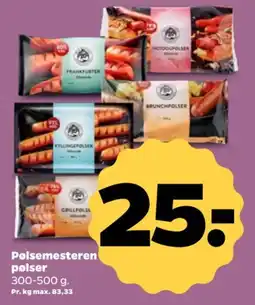 Netto Pølsemesteren pølser 300-500 g. tilbud