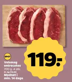 Netto Velsmag entrecotes 700 g. 4 stk. tilbud