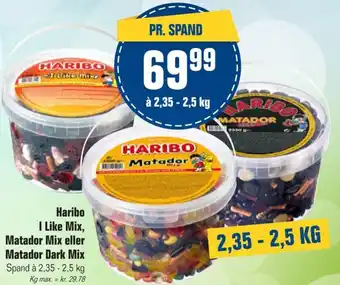 Otto Duborg Haribo I Like Mix Matador Mix Eller Matador Dark Mix 2,5 Kg tilbud