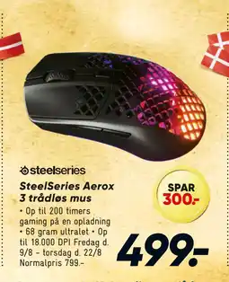 Bilka SteelSeries Aerox 3 trådløs mus tilbud