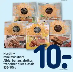 REMA 1000 Nordthy mini müslibars Æble, banan, abrikos, tranebær eller classic 150-175 g tilbud