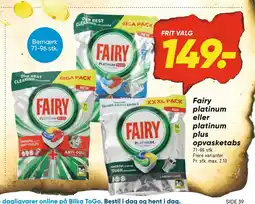 Fairy platinum eller platinum plus opvasketabs