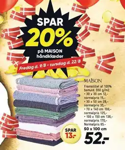Bilka SPAR 20% på MAISON håndklæder tilbud