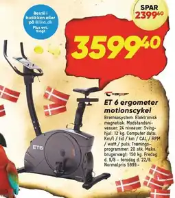Bilka ET 6 ergometer motionscykel tilbud