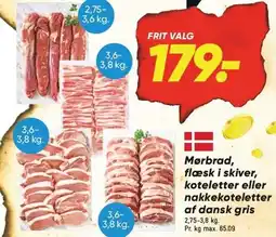 Bilka Mørbrad, flæsk i skiver, koteletter eller nakkekoteletter af dansk gris tilbud