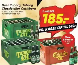 Bilka Grøn Tuborg, Tuborg Classic eller Carlsberg - 2 PAKKER tilbud