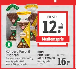 SPAR Kohberg Favorit Rugbrød tilbud