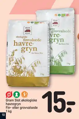 REMA 1000 Gram Slot økologiske havregryn Fin- eller grovvalsede 1 kg tilbud