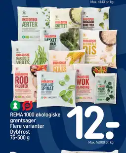 REMA 1000 REMA 1000 økologiske grøntsager Flere varianter Dybfrost 75-500 g tilbud