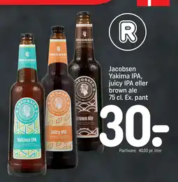 REMA 1000 Jacobsen Yakima IPA, juicy IPA eller brown ale 75 cl. Ex. pant tilbud