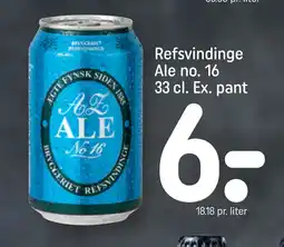 REMA 1000 Refsvindinge Ale no. 16 33 cl. Ex. pant tilbud