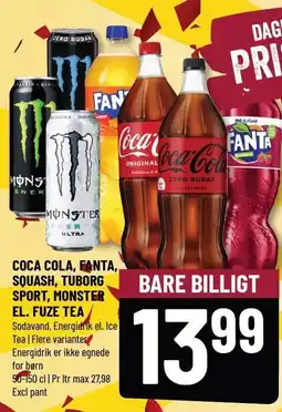 Løvbjerg COCA COLA, FANTA, SQUASH, TUBORG SPORT, MONSTER EL. FUZE TEA tilbud