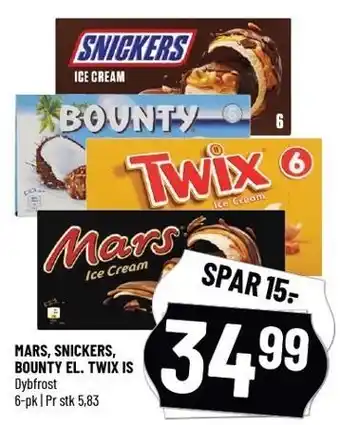 Løvbjerg MARS, SNICKERS, BOUNTY EL. TWIX IS tilbud