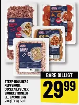 Løvbjerg STEFF-HOULBERG PEPPERONI, COCKTAILPØLSER, SKINKESTRIMLER EL. BACONTERN tilbud