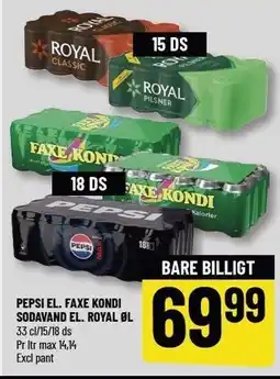 Løvbjerg PEPSI EL. FAXE KONDI SODAVAND EL. ROYAL ØL tilbud