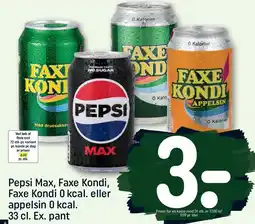 REMA 1000 Pepsi max eller Faxe 33 cl tilbud